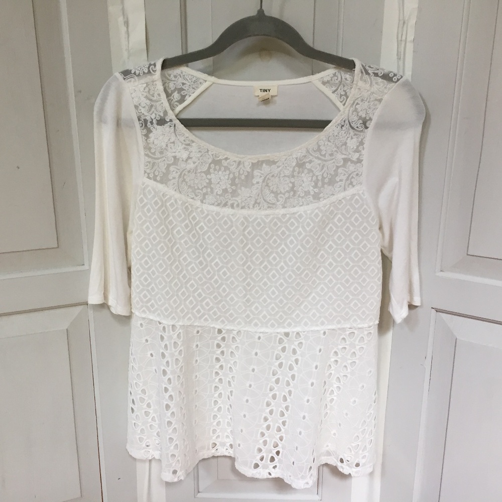TINY White Lace and Eyelet Top